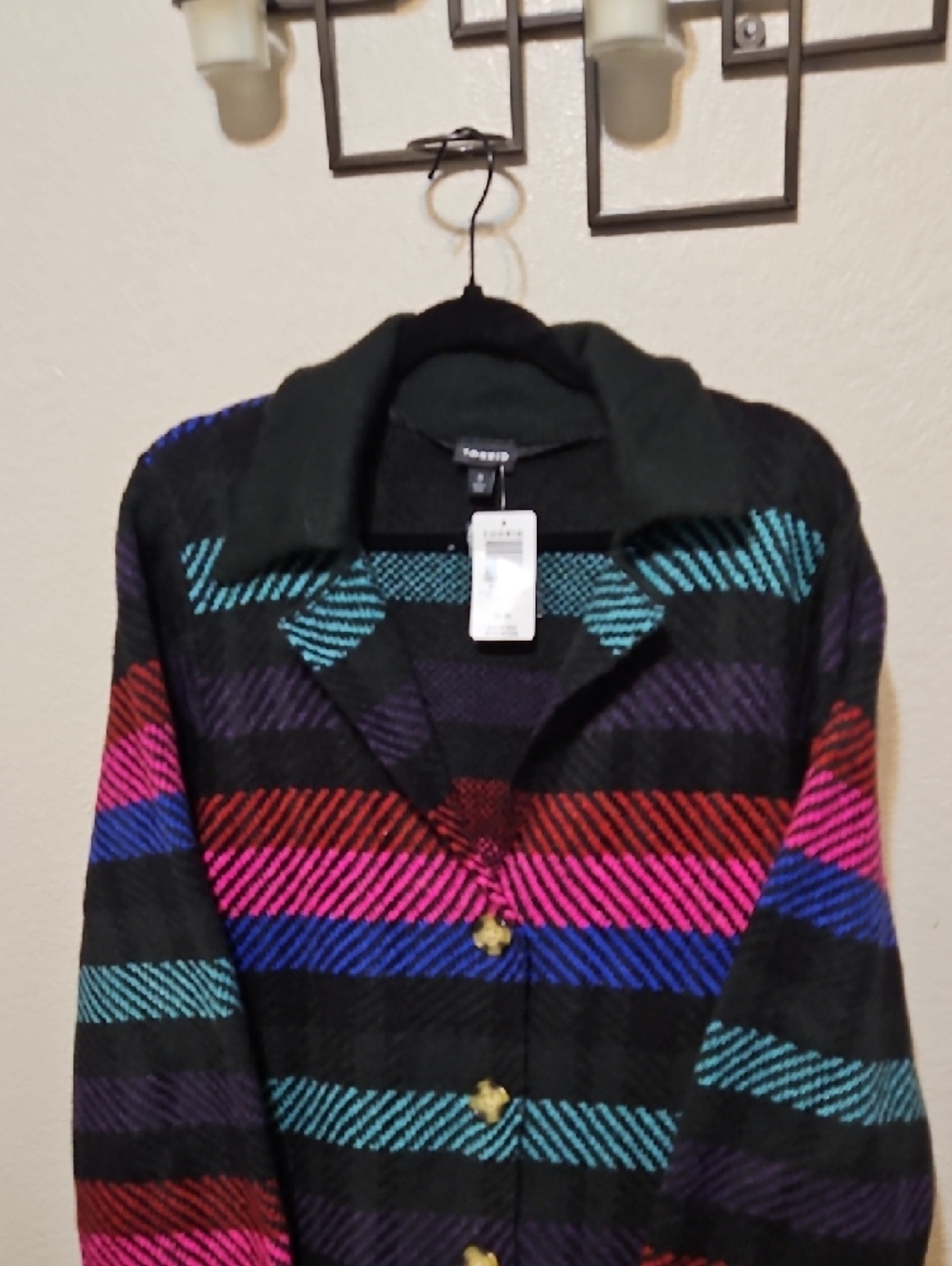 torrid Black Multi-Stripe Button Front Cardigan Coat - Picture 4 of 9